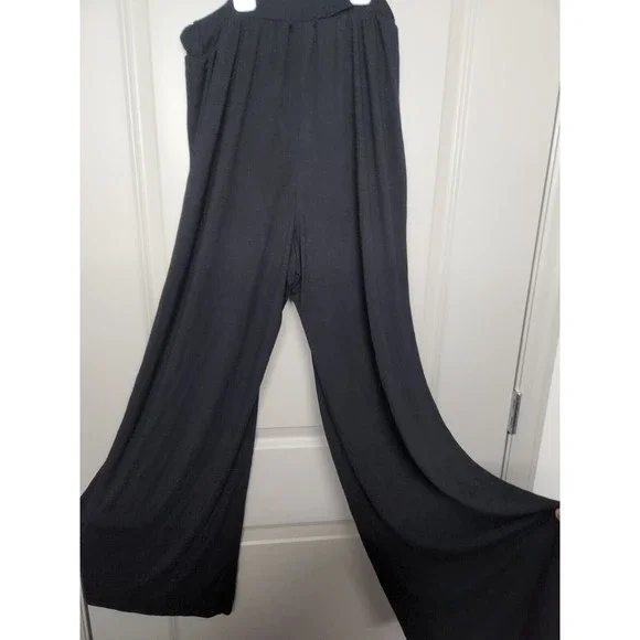 Boohoo Womens Size 12 Basic Jersey Midaxi High Waisted Pants Black Soft - Picture 5 of 8